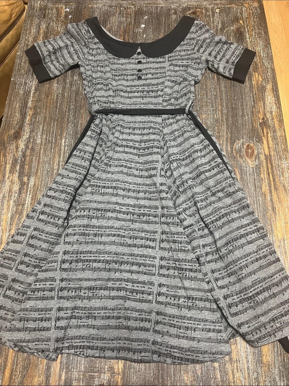 Effie's Heart Gray and Black Musical Note Fit-and-Flare Dress